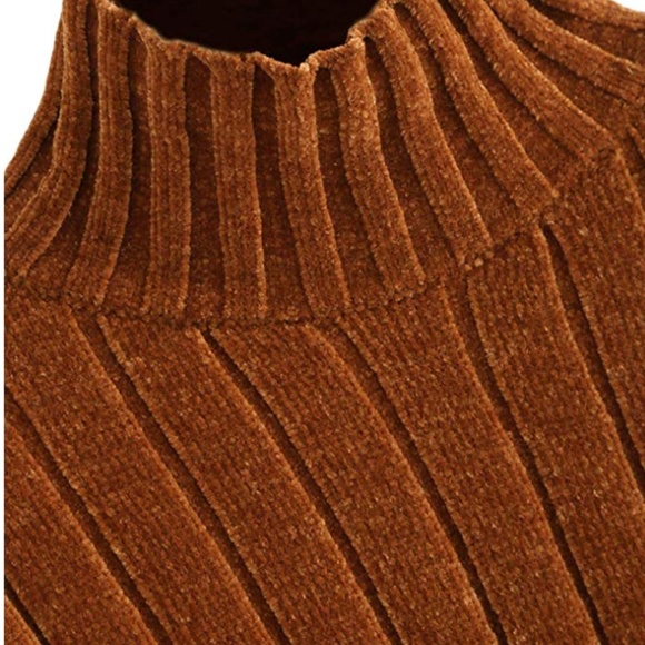 High Neck Ribbed Crop Sweater Pullover Turtleneck - Picture 2 of 2